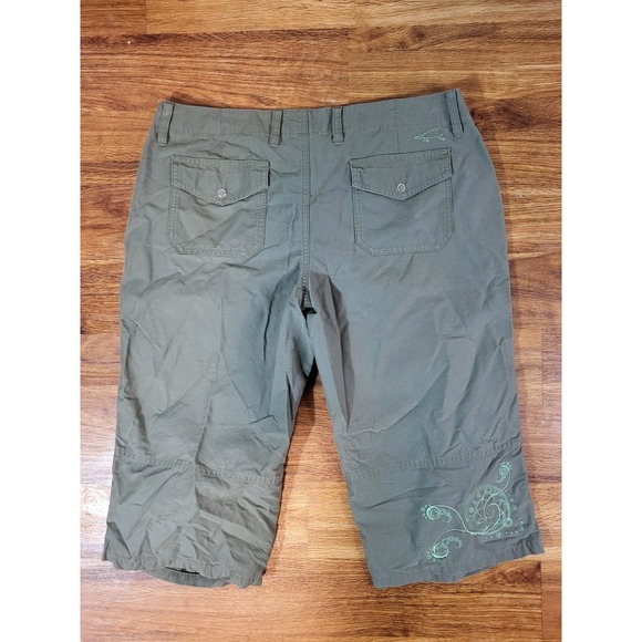 Horny Toad Cropped Nylon Trail Hiking Pants Women 18 Embroidered Olive - Picture 4 of 5
